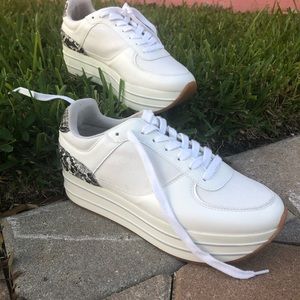 White platform sneakers